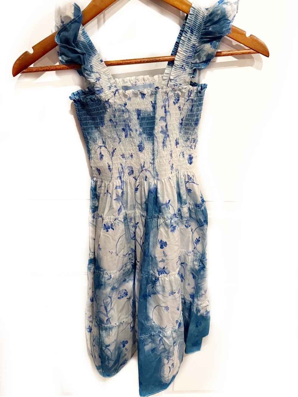 Hill House Home Tiny Ellie Nap Girl’s Dress Blue Floral with Tie Dye